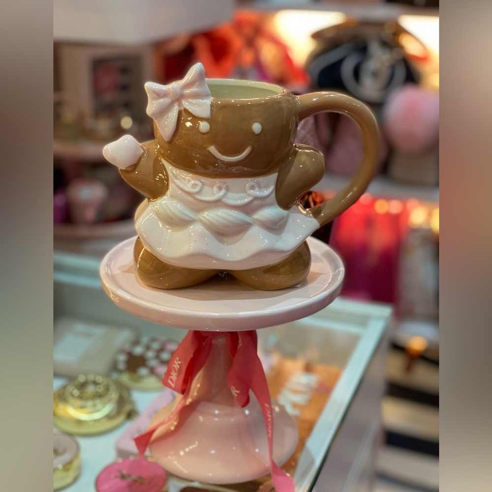 Cute Gingerbread Mug with Pink Bow and dress